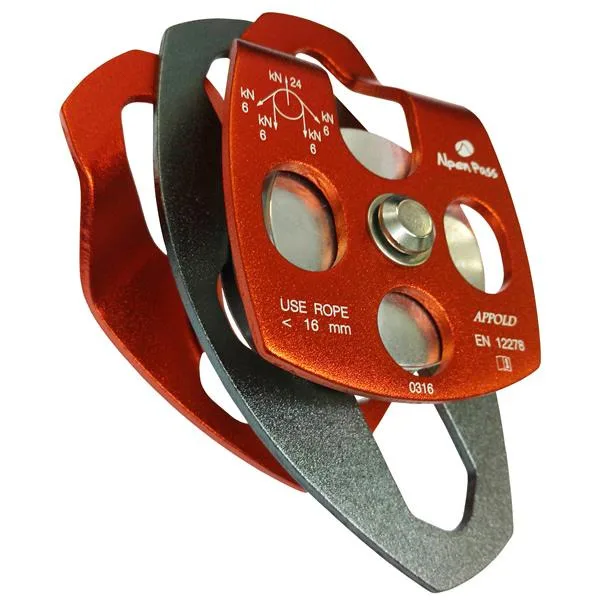 Polia Dupla Lateral Para Corda - 24Kn - Placas Oscilantes - Appold - Alpen Pass