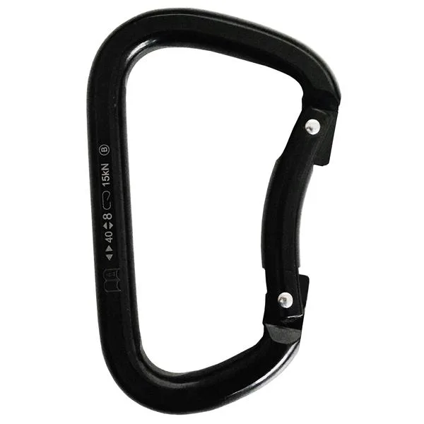 Mosquetão Aço Alpen Pass D Sem Trava Gatilho Curvo 40Kn - Cor Preto - Balky