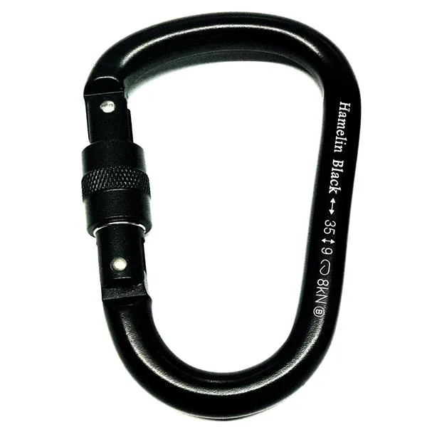 Mosquetão Aço Alpen Pass Hms Trava Rosca 35Kn - Cor Preto - Hamelin Black