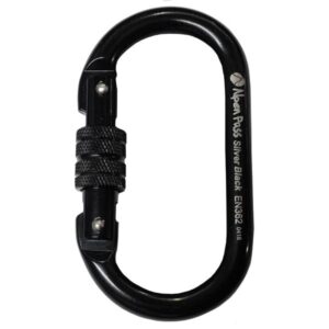 Mosquetão Aço Alpen Pass Oval Trava Rosca 25Kn - Cor Preto - Silver Black