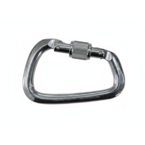 Mosquetão alumínio "D" Assimetrico - Trava Rosca - Ab. 25 - 25kn - Polido - QFix